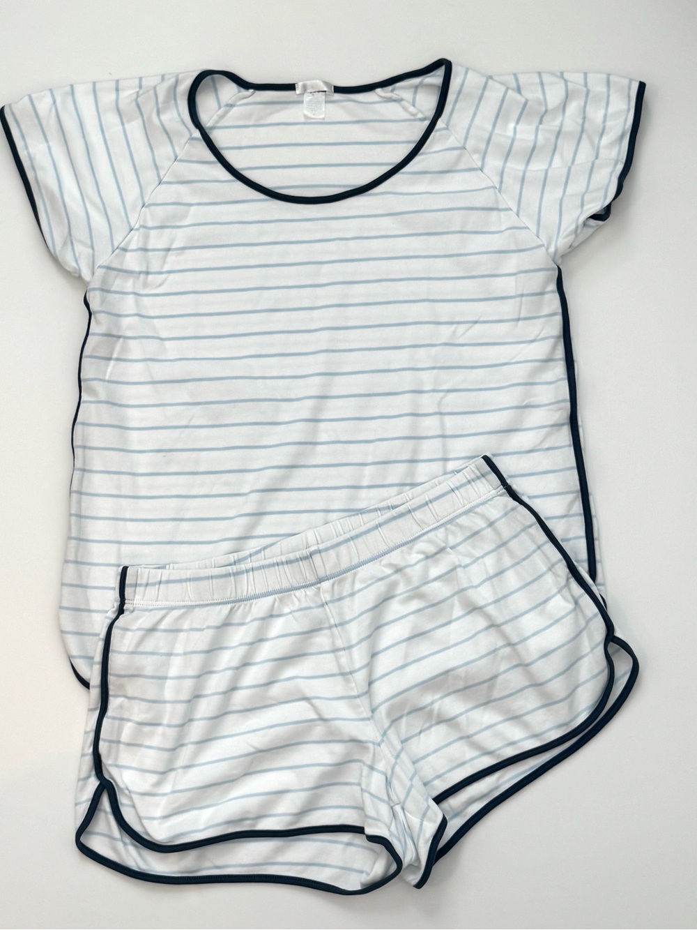LAKE Pajamas Pima Cotton Shorts Set in Hydrangea Stripe Size M